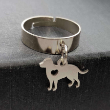 Maria King Kutyás charmos állítható méretű gyűrű, ezüst színű, választható szélességben gyűrű