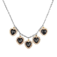 Maria King Látványos Fekete kristály szív nyaklánc, ezüst színű nyaklánc