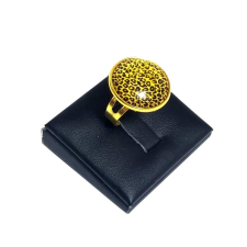 Maria King Leopárd sárga üveglencsés gyűrű, választható arany és ezüst színben gyűrű