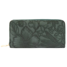 Maria King műbőr zöld virágmintás pénztárca (19x9 cm) pénztárca