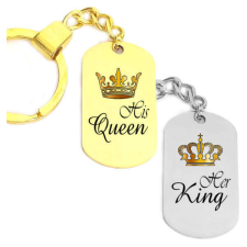Maria King Páros Her King His Queen tüköracél kulcstartó (szív, kör vagy dögcédula) kulcstartó