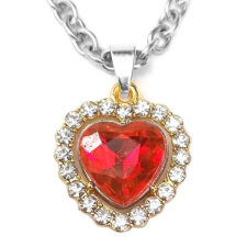 Maria King Piros kristály szív medál ezüst színű lánccal nyaklánc