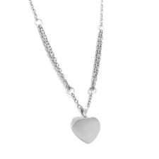 Maria King Tüköracél szív medál lánccal, ezüst színű (gravírozható) nyaklánc