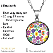 Maria King Virágmintás – MEDÁL lánccal, EZÜST szín, 20 mm nyaklánc