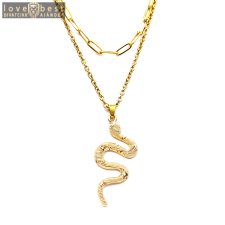 MariaKing Dupla rozsdamentes acél nyaklánc arany színben, kígyós medállal nyaklánc