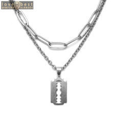 MariaKing Dupla rozsdamentes acél nyaklánc ezüst színben, nemesacél penge medállal nyaklánc