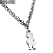 MariaKing Ezüst színű nemesacél Kisfiú medál (gravírozható) nyaklánccal nyaklánc