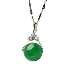 MariaKing From Maria King ezüstözött nyaklánc agate köves medállal - zöld nyaklánc