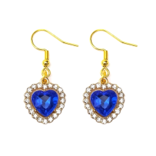 MariaKing Kék kristály szív fülbevaló, választható arany vagy ezüst színű akasztóval fülbevaló