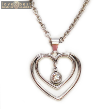 MariaKing Kristály köves dupla szív medál lánccal, ezüst színű nyaklánc