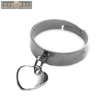 MariaKing Letisztult Szív charmos állítható méretű gyűrű, ezüst színű, választható szélességben gyűrű