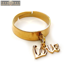 MariaKing Love charmos állítható méretű gyűrű, arany színű, választható szélességben gyűrű
