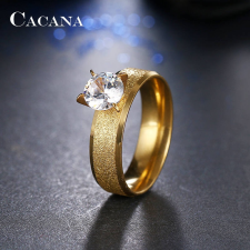 MariaKing Nemesacél gyűrű cirkónium kővel, arany színű, 8-as méret gyűrű