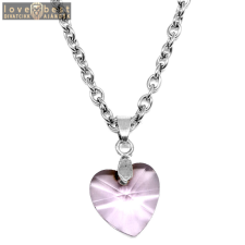 MariaKing Rózsaszín kristály szív medál ezüst színű lánccal nyaklánc