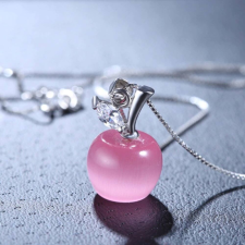 MariaKing Rózsaszín mesterséges opál Alma medál nyaklánccal nyaklánc