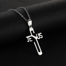 MariaKing Rozsdamentes acél Jézus medál nyaklánccal, ezüst színű nyaklánc