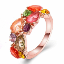 MariaKing Színkavalkád kristályokkal kirakott gyűrű, 7 gyűrű