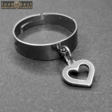 MariaKing Szív charmos állítható méretű gyűrű, ezüst színű, választható szélességben gyűrű