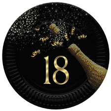 MÁRKÁK-Születésnap Happy Birthday 18 Golden Champagne papírtányér 8 db-os 18 cm party kellék