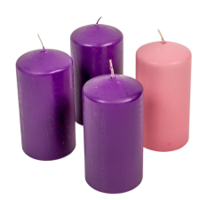  Mártott henger gyertya 70x140mm lila-rózsaszín 4db/csom dekorációs kellék