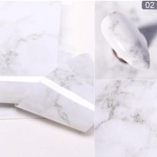  Márvány mintás körömfólia-tekercs, - fehér körömdíszítő
