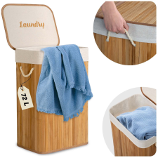 Massido Bambusz szennyeskosár fedővel 72 l massido bútor