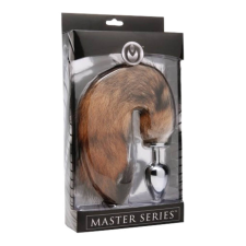 Master Master Series Fox XL - fém anál dildó rókafarokkal (ezüst-vörös) műpénisz, dildó