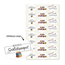 Matrica - Boldog születésnapot átlátszó matricák 24db/lap dekorációs kellék