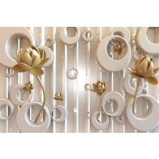  Matrica tapéta Arany virágok, ezüst díszek, absztrakt, 200 x 150 cm tapéta, díszléc és más dekoráció