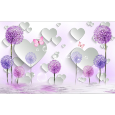  Matrica tapéta Szívek, pillangók, pitypangok, 300 x 200 cm tapéta, díszléc és más dekoráció
