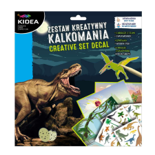 Matricás képalkotó szett, 3 háttérlap + 4 ív matrica, dinoszauruszos, Kidea matrica