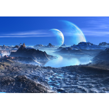  Matricás tapéta Bolygók, kék tó, hegyek, 300 x 250 cm tapéta, díszléc és más dekoráció