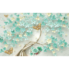  Matricás tapéta Fa zöld virágokkal, absztrakt, 350 x 200 cm tapéta, díszléc és más dekoráció