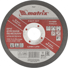 Matrix Vágókorong fémhez 115x1,2x22,2 10db barkácsgép tartozék