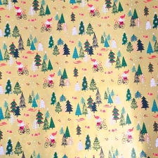 Matt papír ajándékcsomagoláshoz, arany dísz karácsonyfával és Mikulás, 200x70 cm mintás csomagolópapír