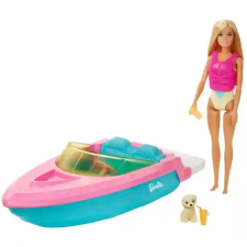 Mattel Barbie baba motorcsónakkal és kutyával, Barbie hajó barbie baba