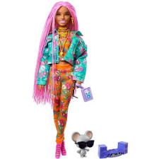Mattel Barbie Extra - rózsaszín copfokkal és virágos leggingsben barbie baba