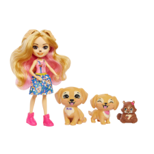 Mattel Enchantimals City Tails Golden retriever család 4 darabos figura szett (HHB85) baba