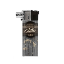 Matteo újratölthető pipa öngyújtó oldalsó lánggal - Szürke fa mintás öngyújtó