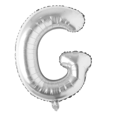  Maxee születésnapi léggömb, G betű, ezüst, 40 cm party kellék