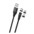 Maxlife töltőkábel 3in1 (USB - lightning/Type-C/microUSB, 100cm, mágneses) FEKETE (MXUC-02)