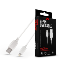 Maxlife USB - Lightning adat- és töltőkábel 1 m-es vezetékkel - Maxlife 8-PIN USB Cable - 5V/2A - fehér mobiltelefon kellék