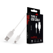 Maxlife USB - USB Type-C adat- és töltőkábel 1 m-es vezetékkel - Maxlife USB Type-C Cable - 5V/3A - fehér kábel és adapter
