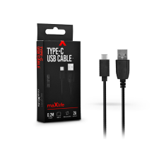 Maxlife USB - USB Type-C adat- és töltőkábel 20 cm-es vezetékkel - Maxlife Type-C Power Bank USB Cable - 5V/2A - fekete power bank