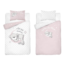 Maya Moo Gyerek pamut ágyneműhuzat 100x135cm - Maci a Holdon rózsaszín babaágynemű, babapléd