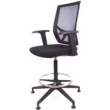 MAYAH Sky Magasított irodai munkaszék lábtartó gyűrűvel tappanccsal fekete szövetborítás hálós háttámla forgószék