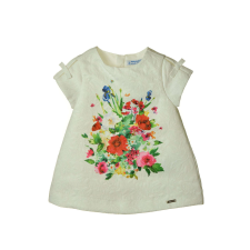 Mayoral fehér, virágos bébi lány ruha – 68 cm lányka ruha