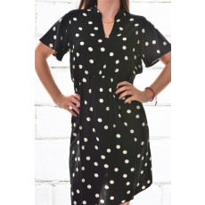 MB Collection női ruha/overál - Divatos, fekete színű, pöttyös mintával, derékban gumis, megkötővel M25-1-WYQ-5689-2/T007-T028