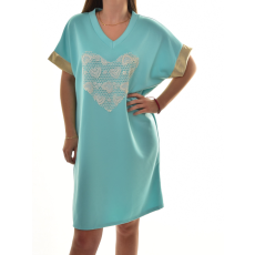 MB Collection női ruha/overál - Laza fazonú, v nyakú, elején szív alkú felvarrt csipke díszítéssel M25-1-20250403-10/T031