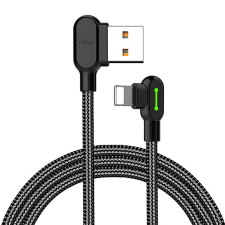 Mcdodo CA-4671 LED Angle USB Lightning Cable, 1.2m (Black) kábel és adapter